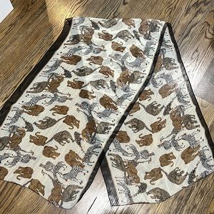 Vintage safari cheetah giraffe zebra silk scarf